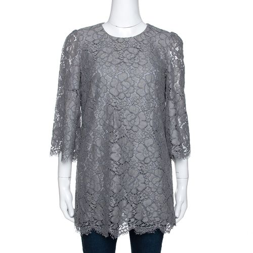 Floral Corded Lace Three Quarter Sleeve Top M - Dolce & Gabbana - Modalova