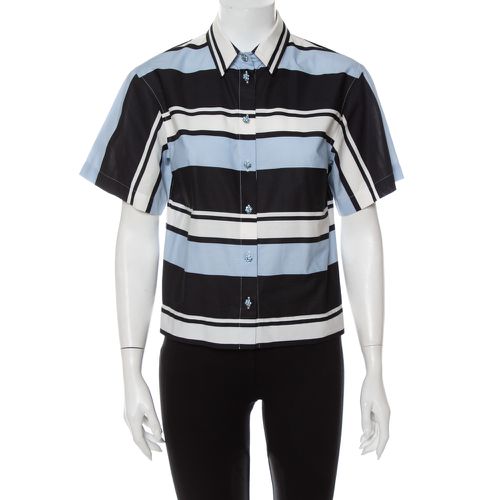 Striped Cotton Cropped Button Front Shirt M - Dolce & Gabbana - Modalova