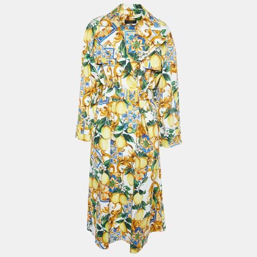 White Limoni Print Cotton Double Breasted Coat M - Dolce & Gabbana - Modalova