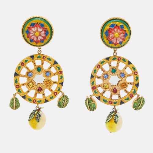 Lemon Composite Enamel Crystals Tone Earrings - Dolce & Gabbana - Modalova
