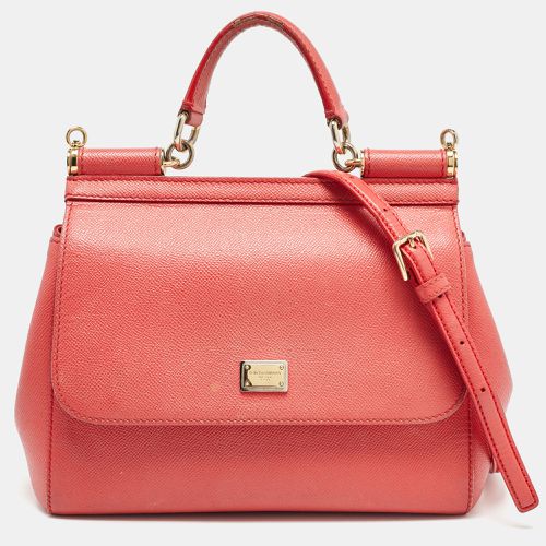 Coral Leather Medium Miss Sicily Top Handle Bag - Dolce & Gabbana - Modalova