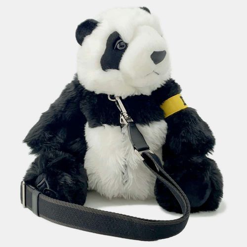 White/ Acryl Polyester Leather Rayon Panda Shoulder Bag - Dolce & Gabbana - Modalova