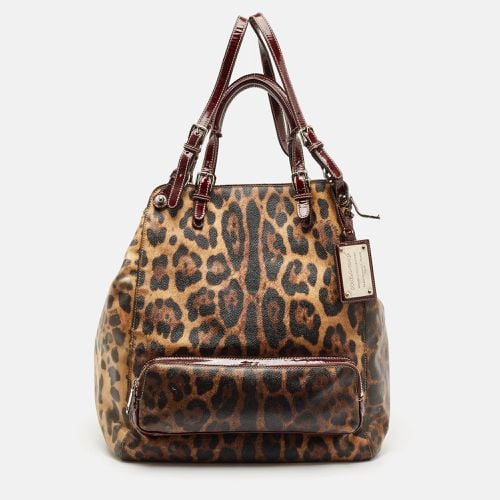 Leopard Print Coated Canvas Miss Pocket Tote - Dolce & Gabbana - Modalova