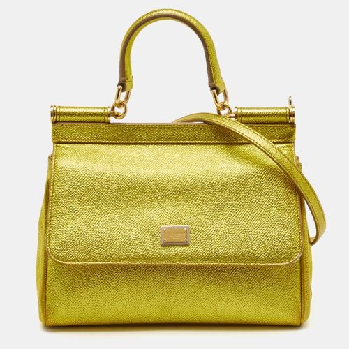 Green Leather Small Miss Sicily Top Handle Bag - Dolce & Gabbana - Modalova