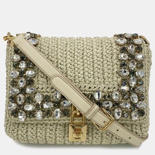 Crystal Raffia Flap Shoulder Bag - Dolce & Gabbana - Modalova