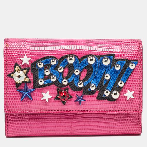 Lizard Embossed Leather Boom Patch Trifold Wallet - Dolce & Gabbana - Modalova