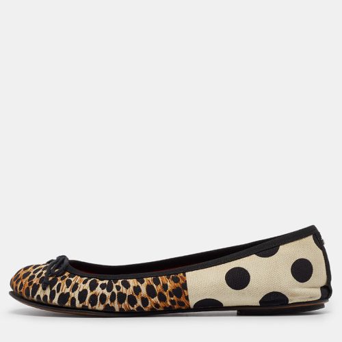 Tricolor Animal Print and Polka Dot Canvas Bow Ballet Flats Size 37.5 - Dolce & Gabbana - Modalova