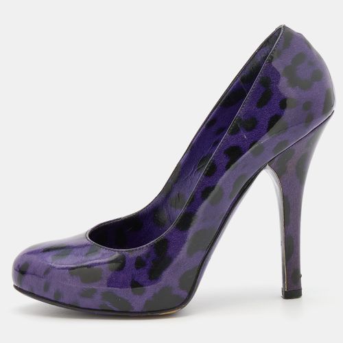 Black Leopard Print Patent Leather Platform Pumps Size 37 - Dolce & Gabbana - Modalova