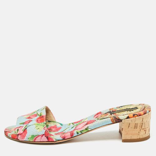 Tricolor Floral Print Canvas Slide Sandals Size 36 - Dolce & Gabbana - Modalova