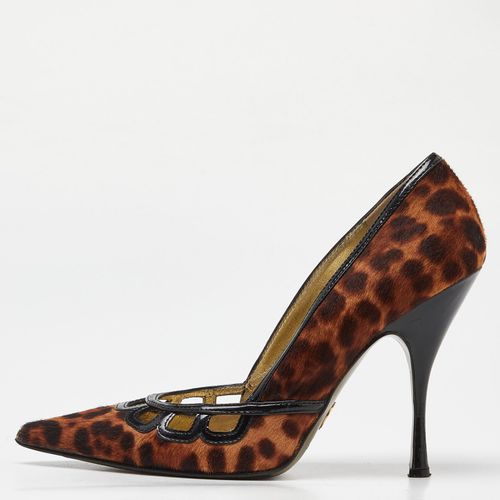 Calf Hair and Patent Leather Pointed Toe Pumps Size 37 - Dolce & Gabbana - Modalova