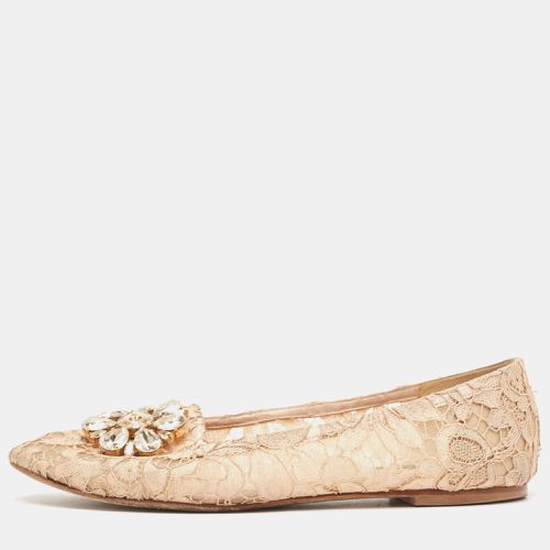 Lace Crystal Embellished Taormina Smoking Slippers Size 39 - Dolce & Gabbana - Modalova