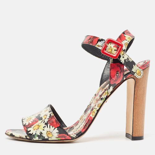 Floral Print Patent Leather Ankle Strap Sandals Size 37 - Dolce & Gabbana - Modalova