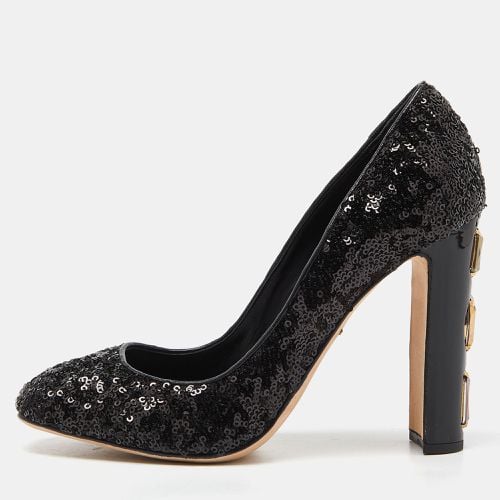 Sequins and Leather Block Heel Pumps Size 37.5 - Dolce & Gabbana - Modalova