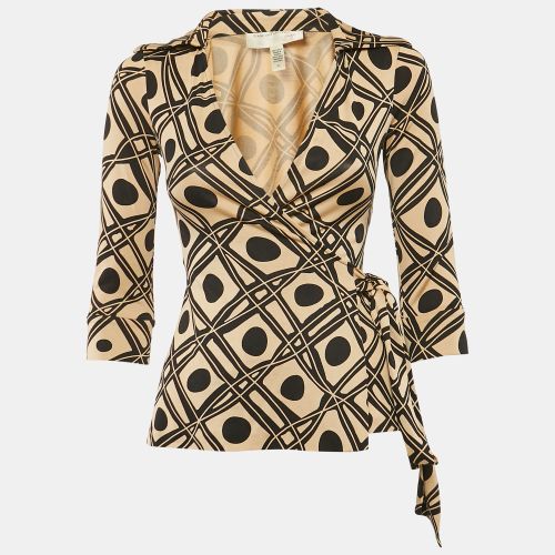 Black Printed Silk Jersey Jill Wrap Top XS - Diane Von Furstenberg - Modalova