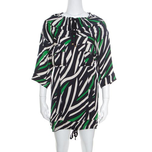 Striped Silk Tie Detail Kangou Tunic S - Diane Von Furstenberg - Modalova