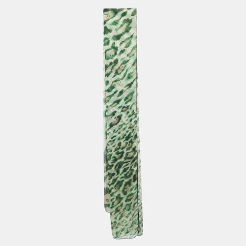 Dior Green Leopard Print Silk Scarf - Dior - Modalova