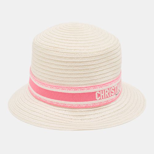 Ivory/Pink Logo Detail Hemp Straw esort Hat Size 58 - Dior - Modalova