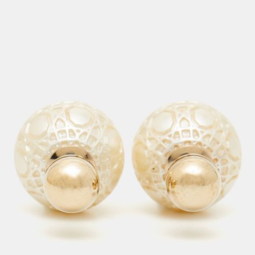 Tribales Secret Cannage Faux Pearls Tone Metal Earrings - Dior - Modalova