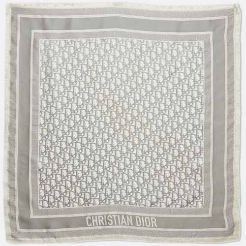 Grey Oblique Silk Fringed Scarf - Dior - Modalova