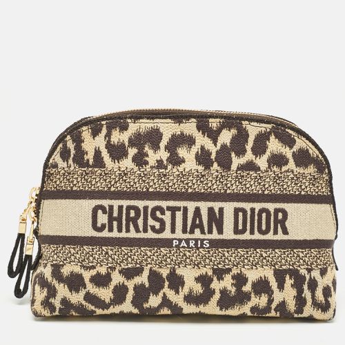 Black Leopard Print Canvas Cosmetic Pouch - Dior - Modalova