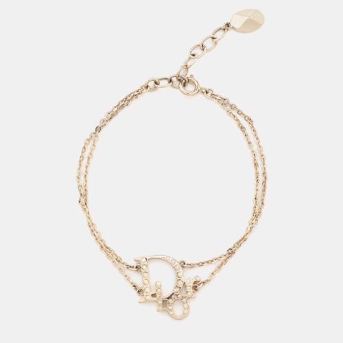 Oblique Charm Crystals Tone Double Chain Bracelet - Dior - Modalova