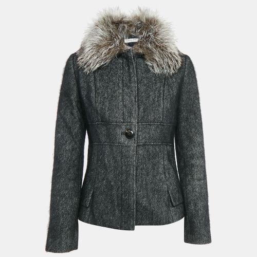 Wool Blend Detachable Fur Button Front Jacket M - Dior - Modalova