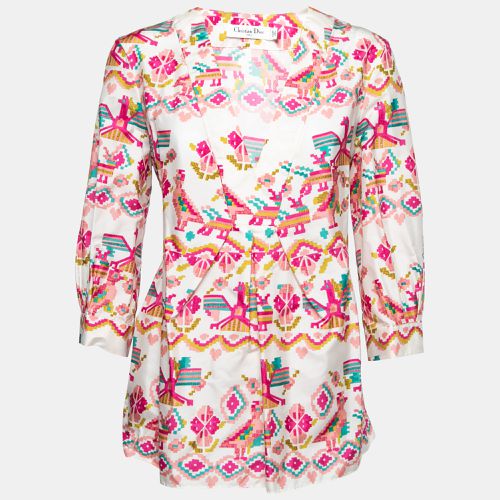 Printed Silk Peplum Blouse L - Dior - Modalova