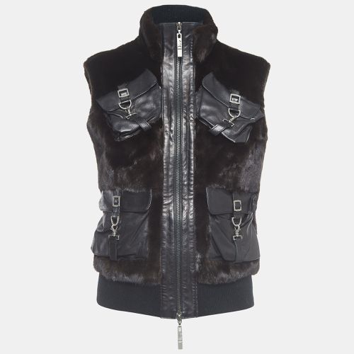 Christian Boutique Fur and Leather Sleeveless Zipper Jacket M - Dior - Modalova