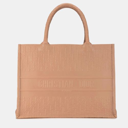 Christian beige Oblique Calfskin Embossed Medium Book Tote Bag - Dior - Modalova