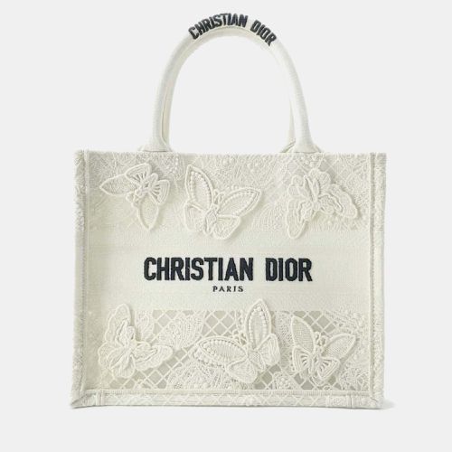 Canvas Small Butterfly Embroidery Book Tote Bag - Dior - Modalova