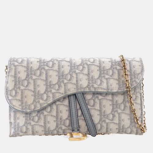 Canvas Oblique Saddle Wallet On Chain - Dior - Modalova