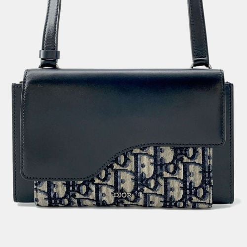 Black/ Canvas Leather Oblique Shoulder Bag - Dior - Modalova