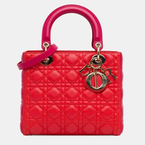 Medium Bicolor Lambskin Cannage Lady Bag - Dior - Modalova