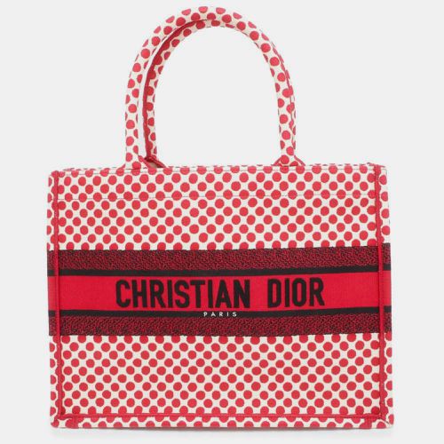 Red/White/ Canvas Book Tote PolkadotSize Medium - Dior - Modalova