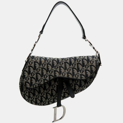 Christian Saddle Trotter Jacquard Navy Handbag - Dior - Modalova