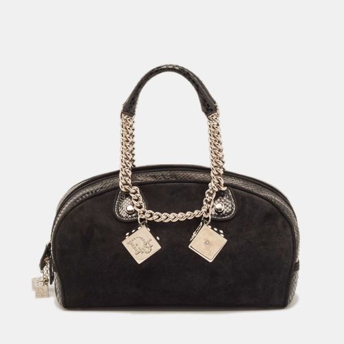 Suede and Snakeskin Gambler Dice Bowler Bag - Dior - Modalova