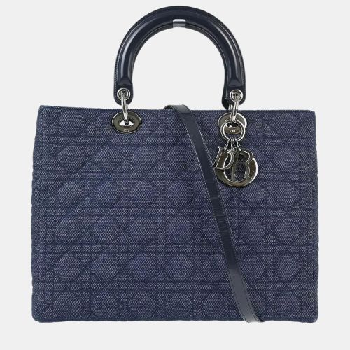 Christian Navy Denim Lady Cannage Handbag - Dior - Modalova