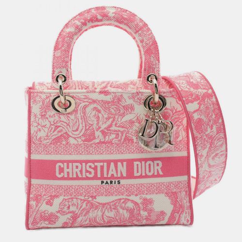 Christian White Canvas iviera Lady D-Lite Medium Toile de Jouy Handbag - Dior - Modalova