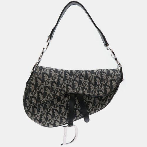 Christian Jacquard Navy Saddle Bag - Dior - Modalova