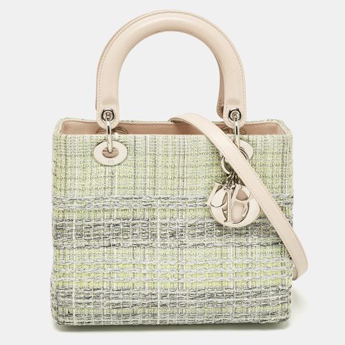 Beige Leather and Tweed Medium Lady Tote - Dior - Modalova