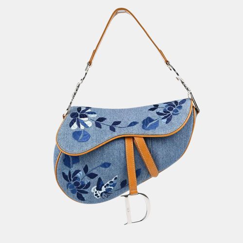 Christian Denim Embroidered Saddle Handbag - Dior - Modalova