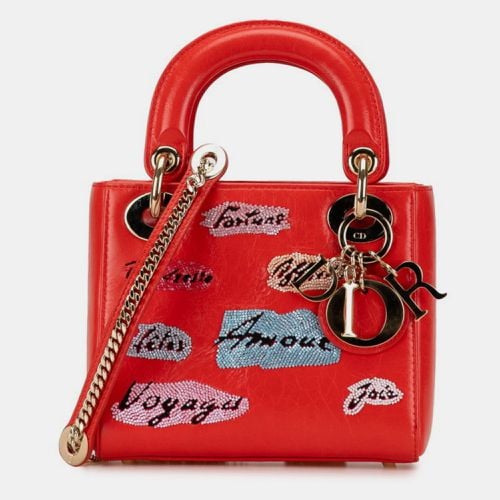 Christian Leather Lady Sequin Satchel Bag - Dior - Modalova