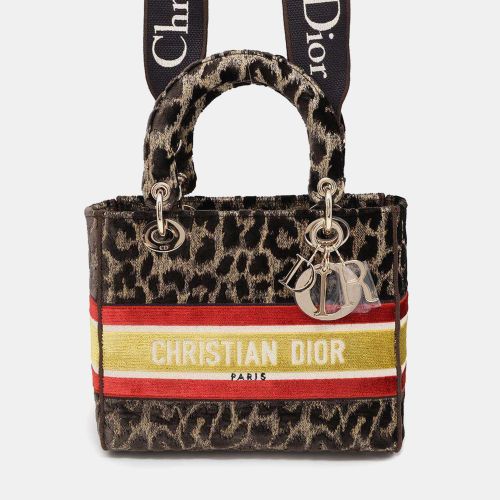 Light Leopard Brown/Red/Yellow Velour Lady Dee bag Size Medium - Dior - Modalova