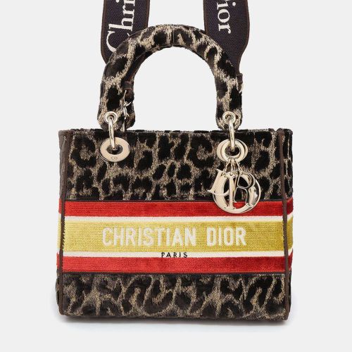 Light Leopard Brown/Yellow/Red Velour Lady Dee bag Size Medium - Dior - Modalova