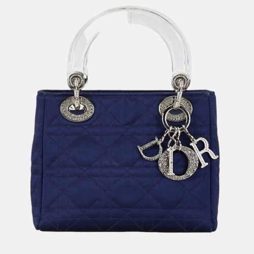 Christian Navy Satin Plastic Lady Rhinestone Handbag - Dior - Modalova