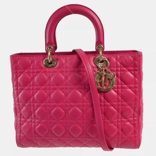 Christian Lambskin Lady Cannage Large Tote Bag - Dior - Modalova