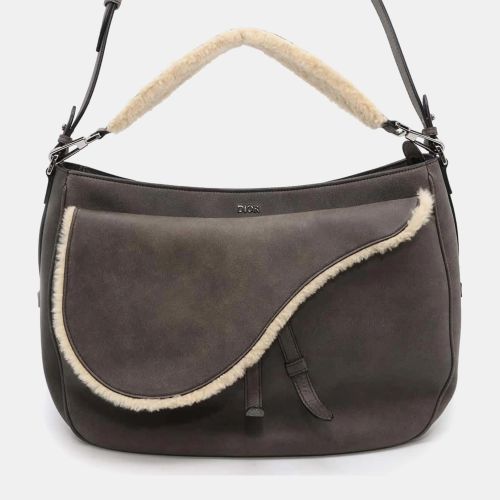 Christian Gray Mouton Leather Saddle Shoulder Bag - Dior - Modalova