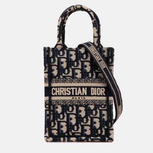 Christian Navy Canvas Oplique Vertical Book Tote Bag - Dior - Modalova