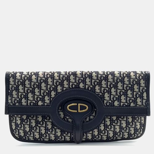 Navy Blue Fabric Oblique Folding Clutch bag - Dior - Modalova