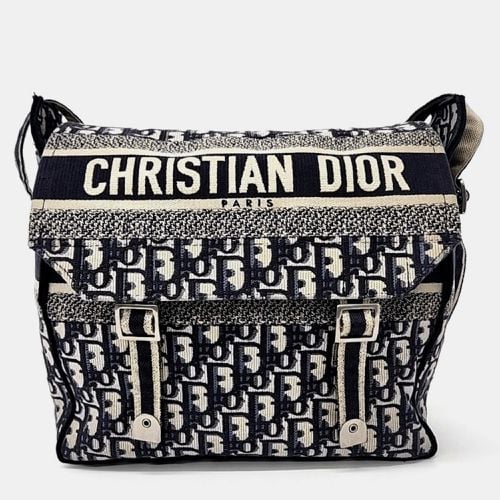 Navy Blue Canvas Oblique camp Messenger Bag - Dior - Modalova